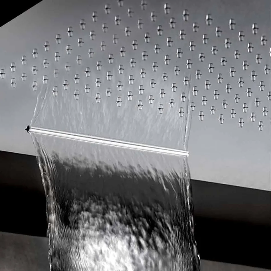 Cabeça de chuveiro quadrada de aço inoxidável com jato duplo feito na Itália - Nello Viadurini