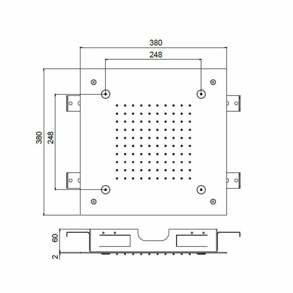 Cabeça de chuveiro quadrada de aço inoxidável com nebulizadores Made in Italy - Selmo Viadurini
