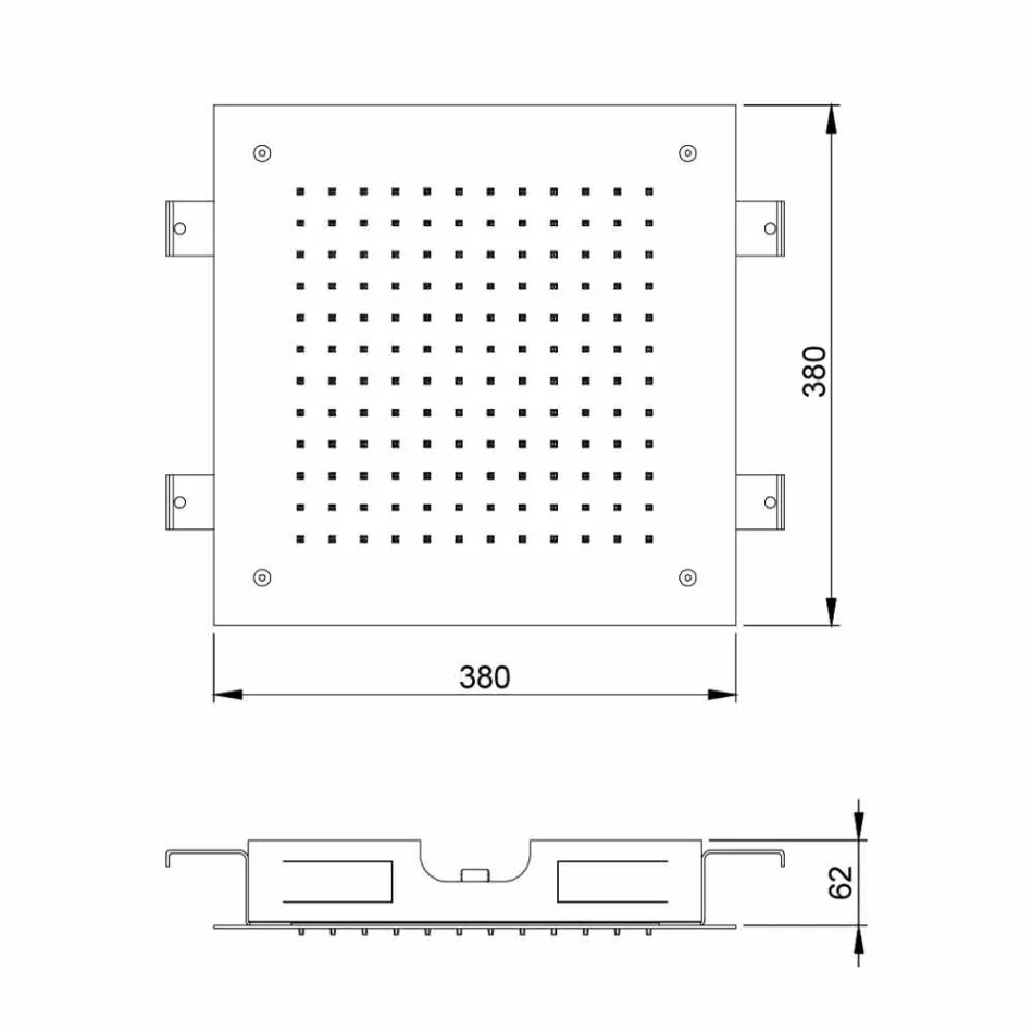 Cabeça de chuveiro quadrada de jato único em aço inoxidável fabricado na Itália - jato Viadurini