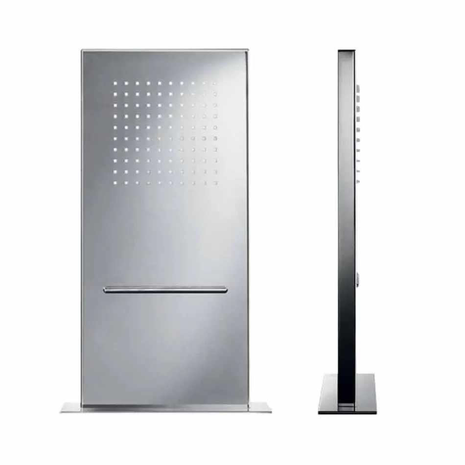 Chuveiro de parede retangular de aço inoxidável feito na Itália - Anito Viadurini