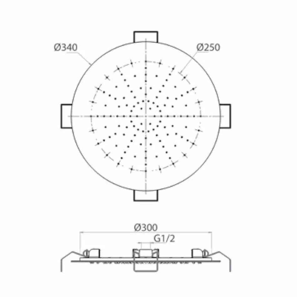 Chuveiro redondo de teto em aço moderno feito na Itália - Damian Viadurini