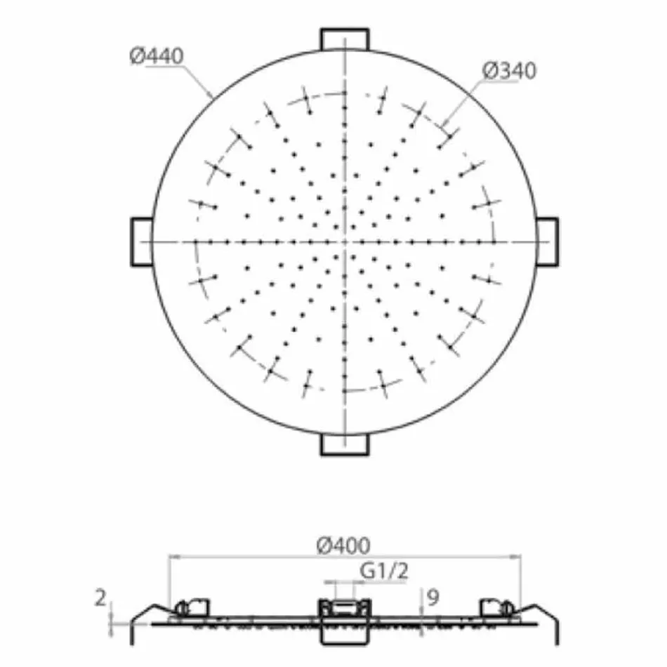 Chuveiro redondo de teto em aço moderno feito na Itália - Damian Viadurini