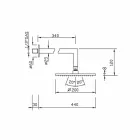 Cabeça de chuveiro quadrada de aço com braço de chuveiro de latão Made in Italy - Sespo Viadurini