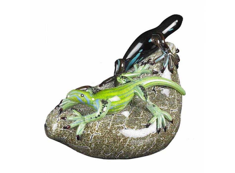 Ornamento em forma de lagarto em vidro colorido feito na Itália - Certola Viadurini