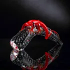 Ornamento decorativo de vidro em forma de uma lagartixa em um chifre feito na Itália - Corino Viadurini