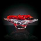 Ornamento Decorativo em Vidro Transparente e Vermelho Made in Italy - Sossio Viadurini