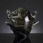 Ornamento de vidro em forma de ovo com rãs feito na Itália - Huevo Viadurini