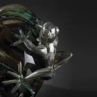 Ornamento de vidro em forma de ovo com rãs feito na Itália - Huevo Viadurini