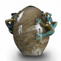 Ornamento de vidro em forma de ovo com rãs feito na Itália - Huevo