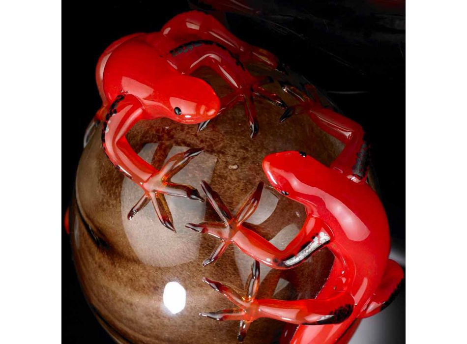 Ornamento de vidro colorido em forma de ovo com lagartixas made in Italy - Huevo Viadurini