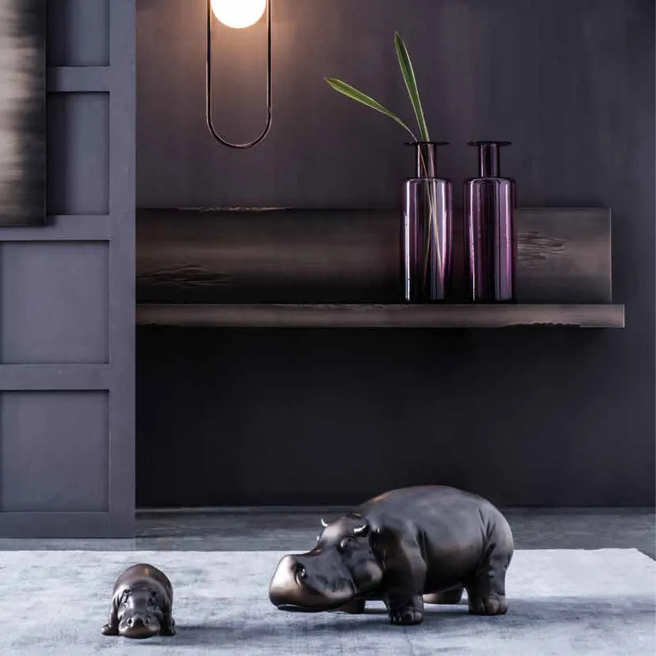 Ornamentos de cerâmica em forma de hipopótamo, feitos na Itália - Savage Viadurini