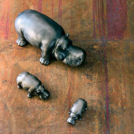 Ornamentos de cerâmica em forma de hipopótamo, feitos na Itália - Savage Viadurini