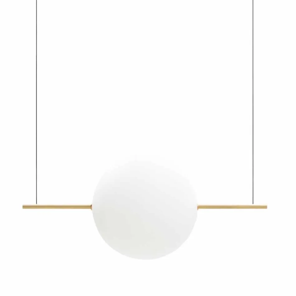 Suspensão Design em Vidro e Latão com Luz LED, 3 Tamanhos - Alma by Il Fanale Viadurini
