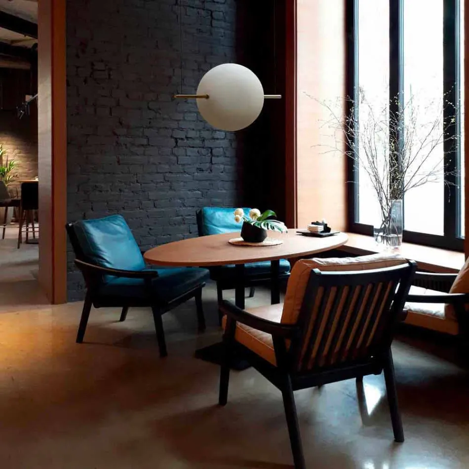 Suspensão Design em Vidro e Latão com Luz LED, 3 Tamanhos - Alma by Il Fanale Viadurini