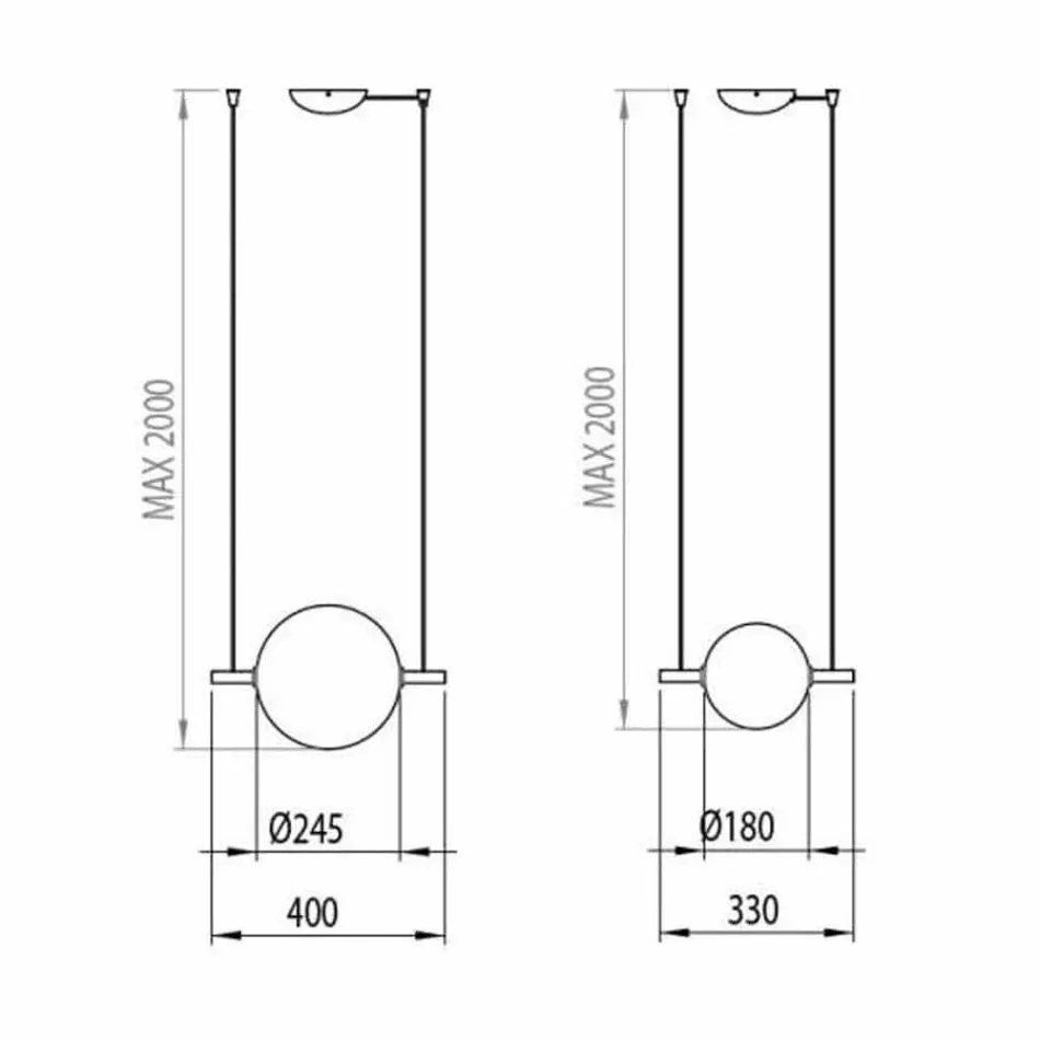Suspensão Design em Vidro e Latão com Luz LED, 3 Tamanhos - Alma by Il Fanale Viadurini