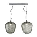 Luminária pendente de dois raios com barra linear em vidro e metal, fabricada na Itália - Elisia
