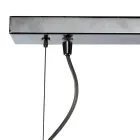 Luminária pendente de dois raios com barra linear em vidro e metal, fabricada na Itália - Elisia Viadurini