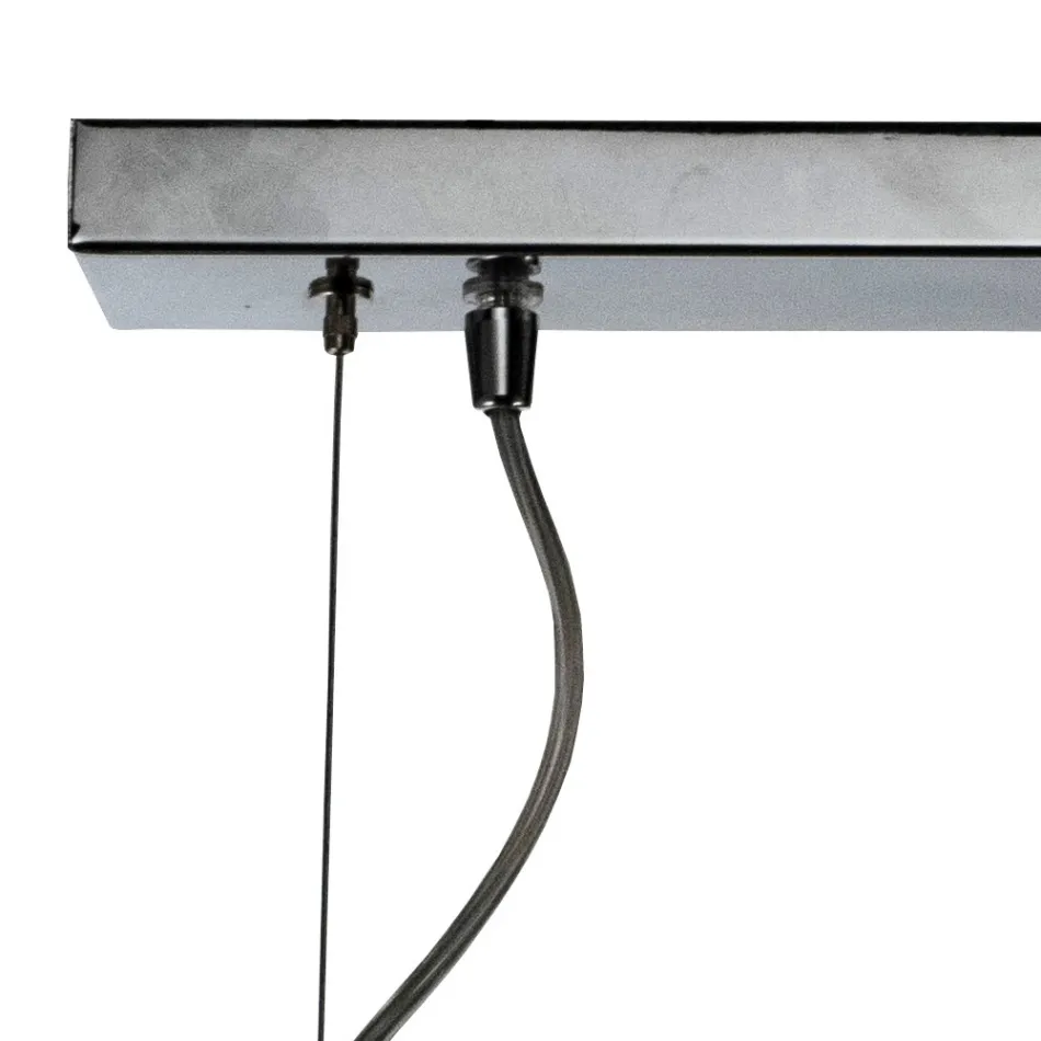 Luminária pendente de dois raios com barra linear em vidro e metal, fabricada na Itália - Elisia Viadurini
