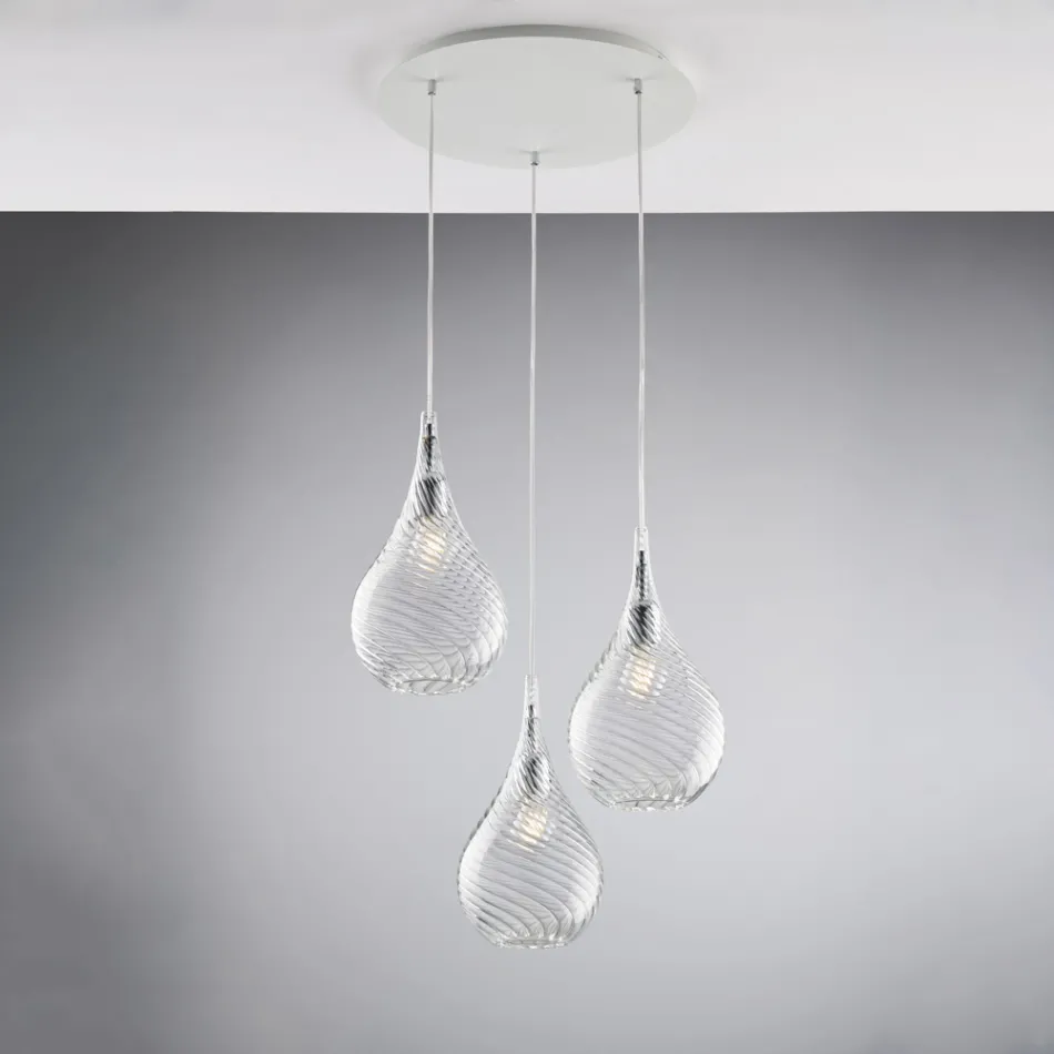 Luminária pendente de ferro com vidro Pyrex, fabricada na Itália, para decoração de interiores - Amazônia Viadurini