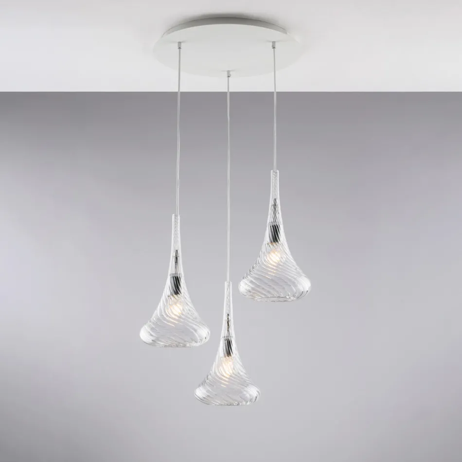 Luminária pendente de ferro com vidro Pyrex, fabricada na Itália, para decoração de interiores - Corinto Viadurini