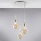 Luminária pendente de ferro com vidro Pyrex, fabricada na Itália, para decoração de interiores - Olimpo Viadurini