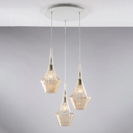 Luminária pendente de ferro com vidro Pyrex, fabricada na Itália, para decoração de interiores - Olimpo Viadurini
