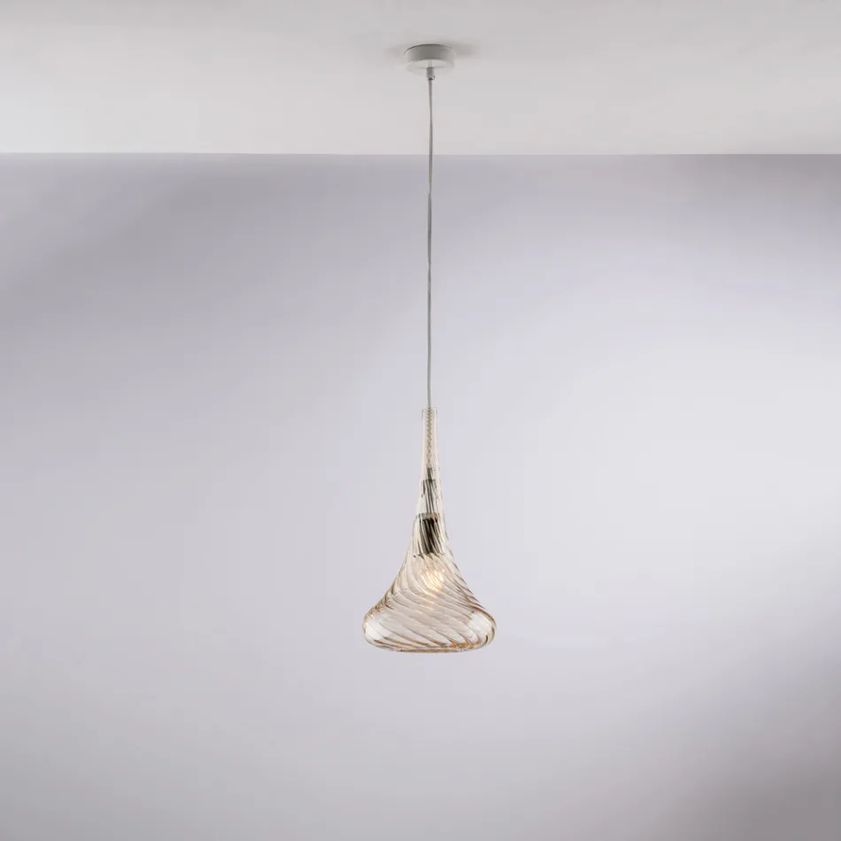 Luminária pendente de ferro com vidro Pyrex, fabricada na Itália, para decoração de interiores - Corinto Viadurini
