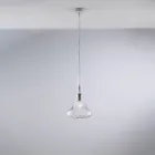Luminária pendente de ferro com vidro Pyrex, fabricada na Itália, para decoração de interiores - Corinto Viadurini