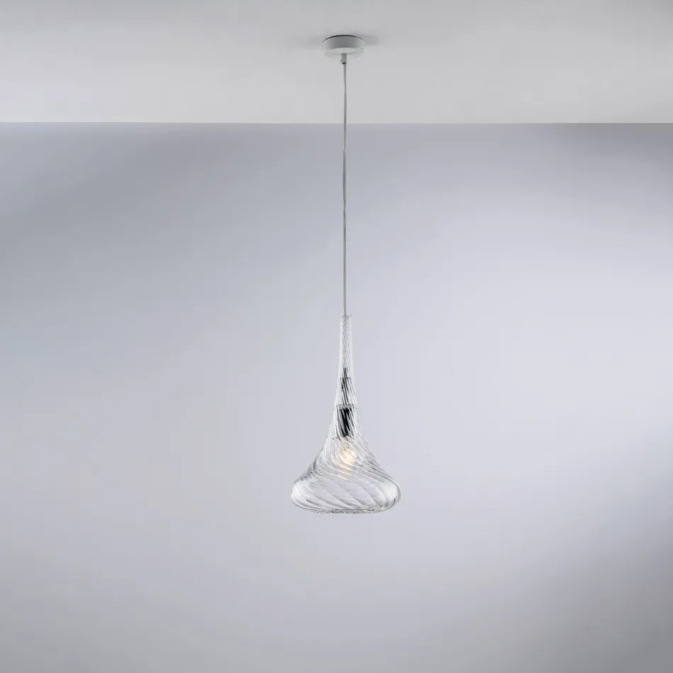 Luminária pendente de ferro com vidro Pyrex, fabricada na Itália, para decoração de interiores - Corinto Viadurini