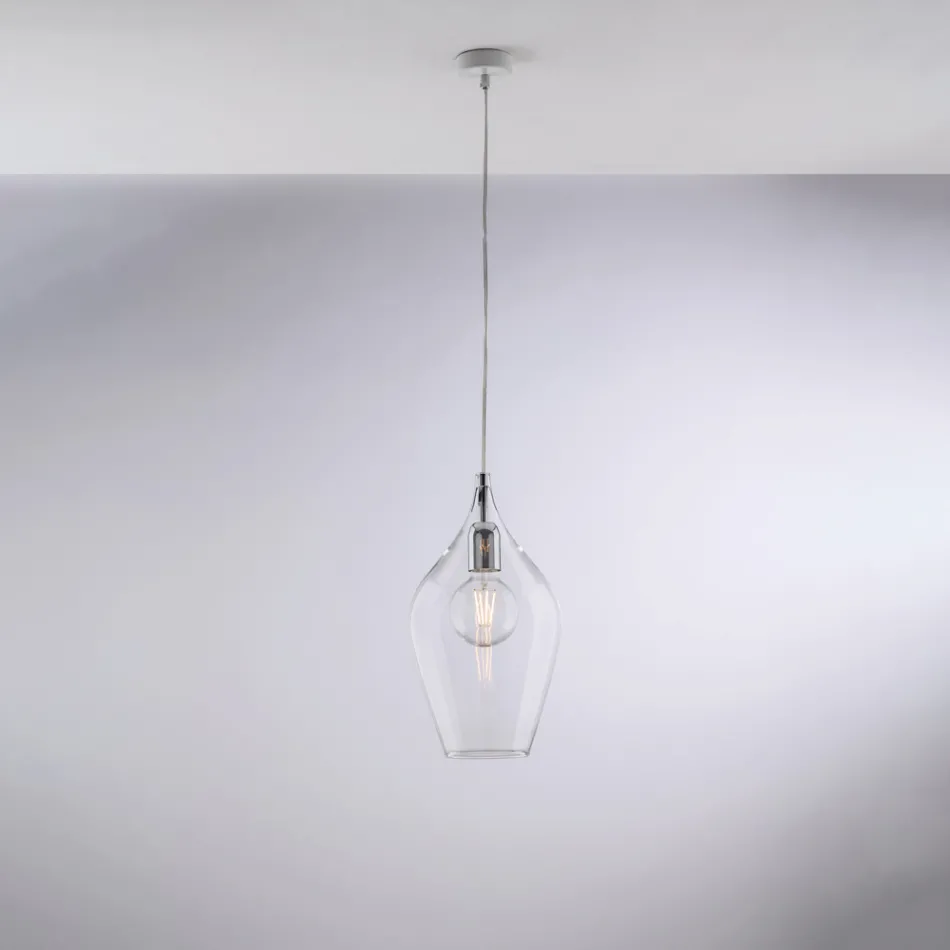 Luminária pendente de ferro com vidro Pyrex, fabricada na Itália, para decoração de interiores - Sparta Viadurini