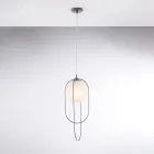 Luminária pendente de ferro cromado com esfera, fabricada na Itália, para decoração de interiores - Oslo Viadurini