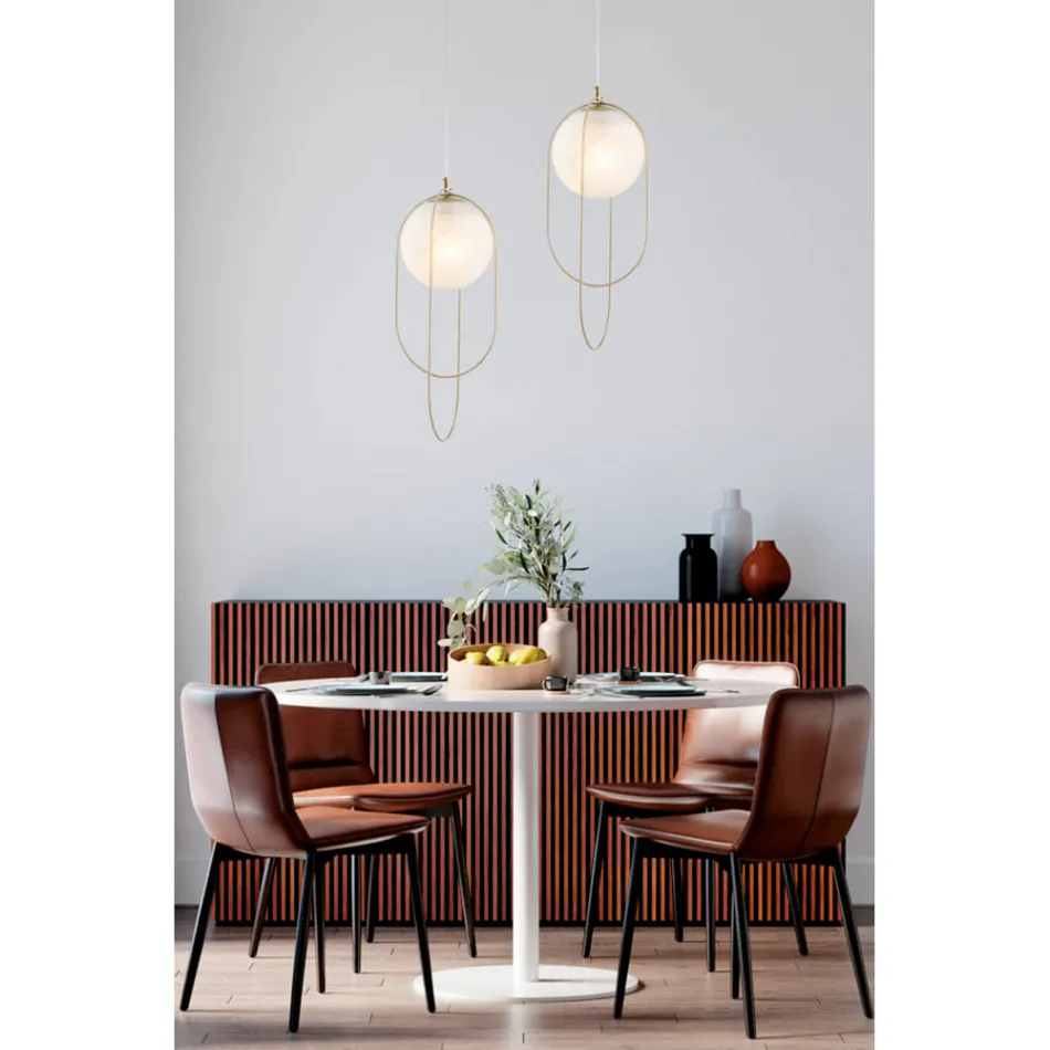 Luminária pendente de ferro cromado com esfera, fabricada na Itália, para decoração de interiores - Oslo Viadurini