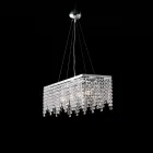 Luminária pendente de ferro cromado com strass, fabricada na Itália, para decoração de interiores - África Viadurini