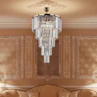 Fabricado na Itália, um candeeiro de teto em ferro dourado com strass para decoração de interiores - Viena Viadurini