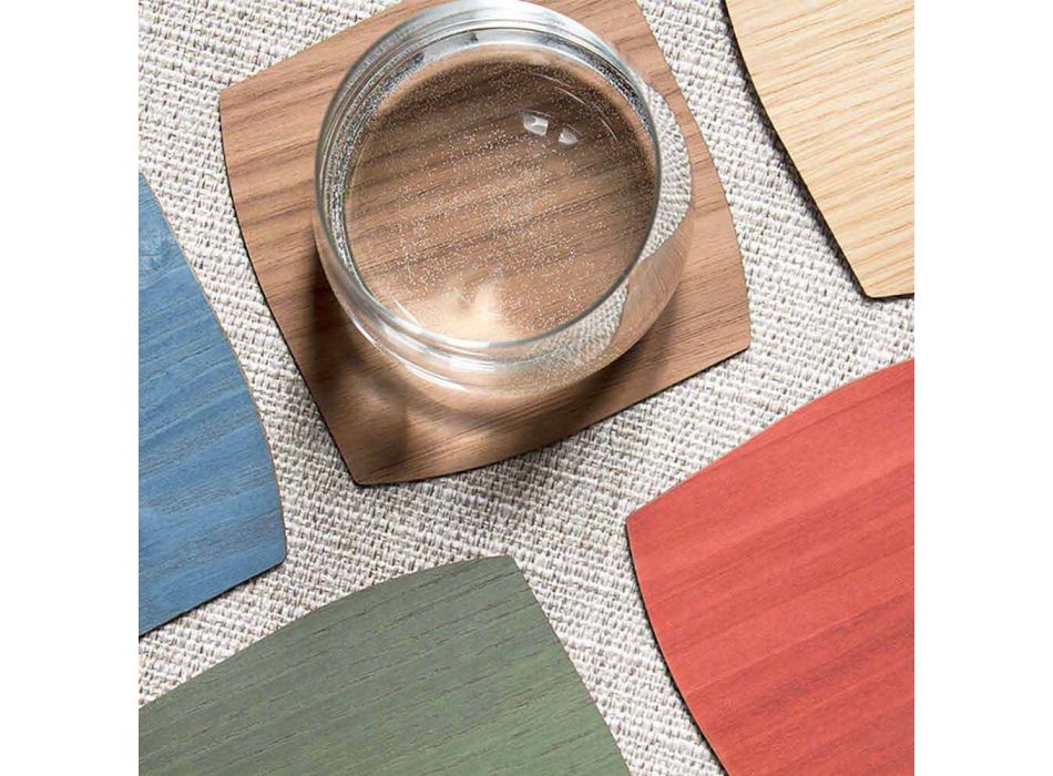 Porta-copos quadrada de madeira moderna feita na Itália - Abraham Viadurini