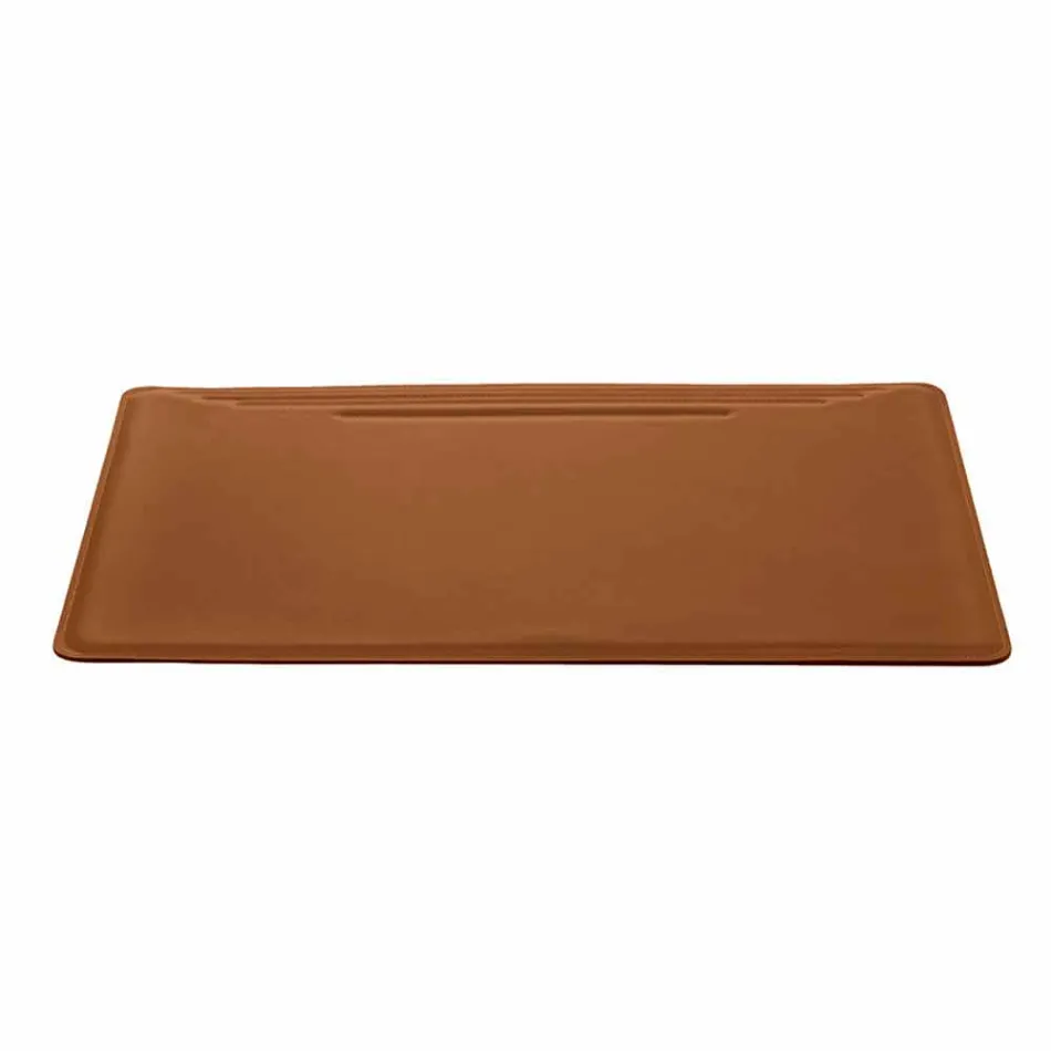 Maxi Desk Pad em couro regenerado com costuras Pen Stop Made in Italy - Ebe Viadurini