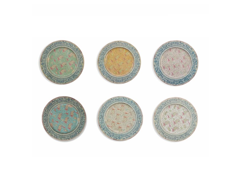 Individuais redondos de plástico com decorações exóticas coloridas 12 peças - Casimirro Viadurini