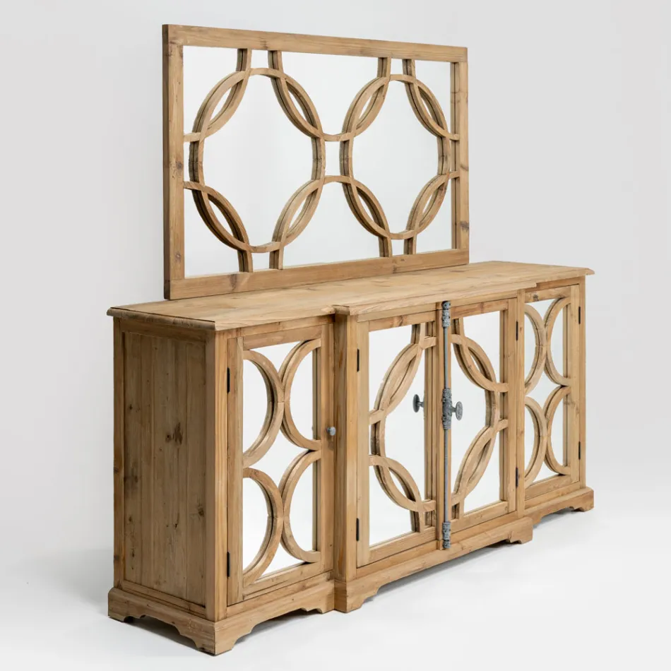 Espelho de 156x83 cm em madeira de pinho natural envelhecida - Agosta Viadurini