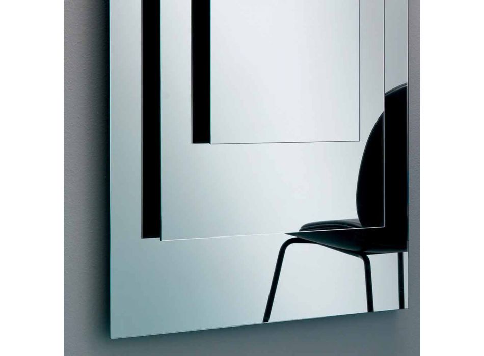 Espelho de parede de três camadas e estrutura preta com design italiano - Plaudio Viadurini