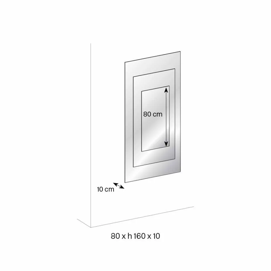 Espelho de parede de três camadas e estrutura preta com design italiano - Plaudio Viadurini