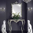 Espelho de parede, console de madeira e tampo feito à mão na Itália, Giacomo Viadurini