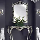 Espelho de parede, console de madeira e tampo feito à mão na Itália, Giacomo Viadurini