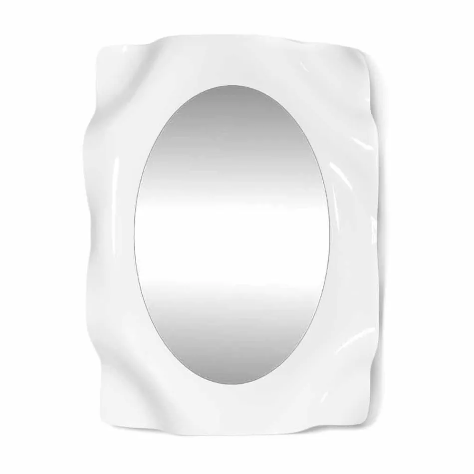 Espelho de parede branco contemporâneo Diva, fabricado na Itália Viadurini