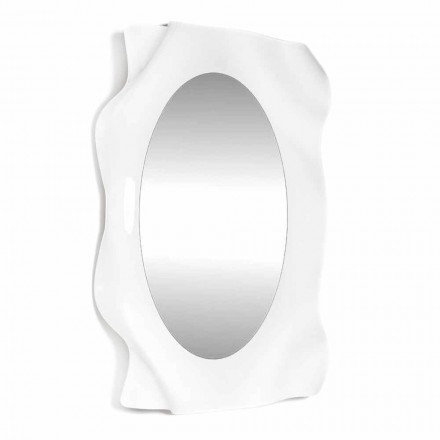 Espelho de parede branco contemporâneo Diva, fabricado na Itália Viadurini