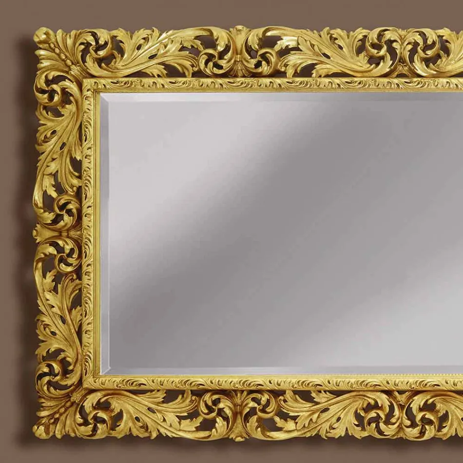 Espelho de parede de madeira com linhas modernas, feito à mão na Itália, Alex Viadurini