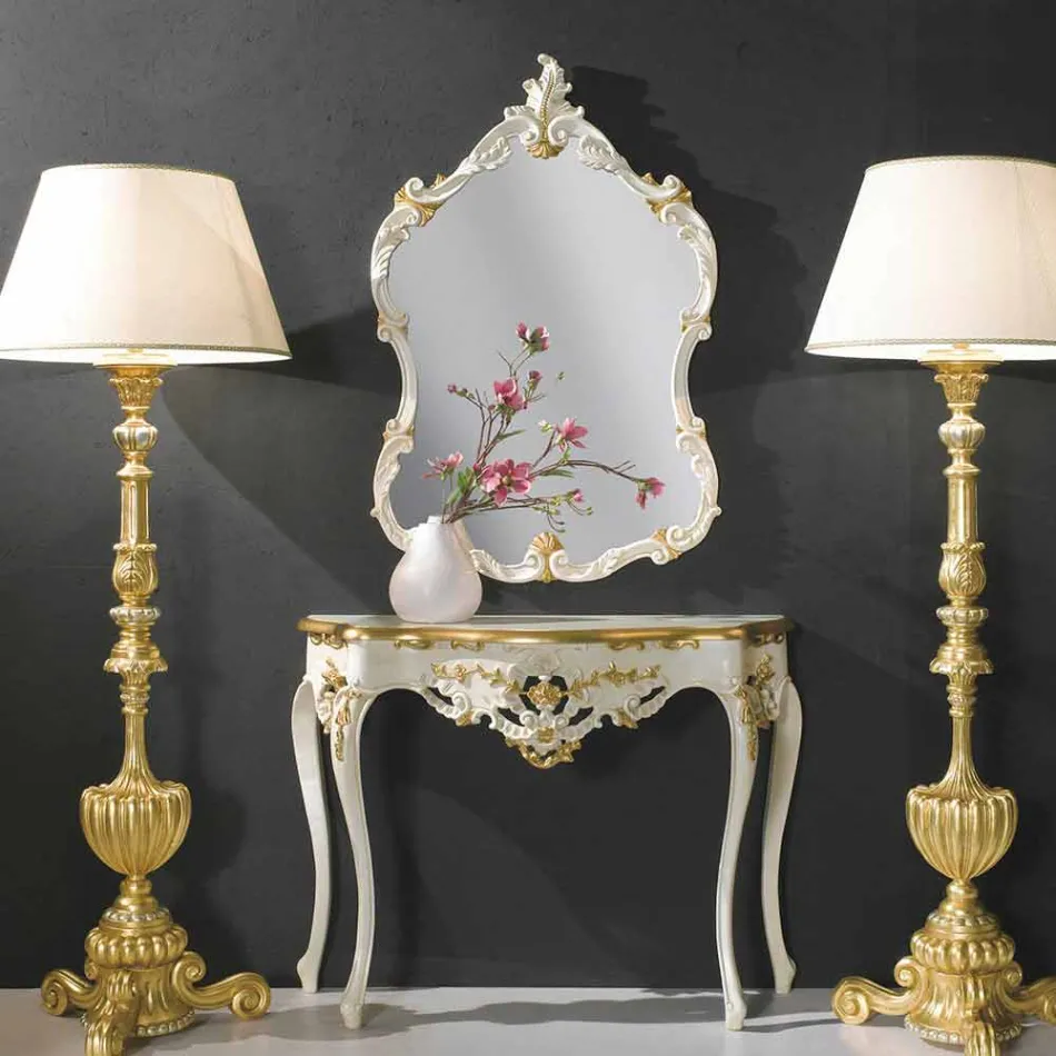 Espelho de parede de madeira, console, mdf top produzido na Itália Gianluca Viadurini