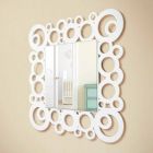 Espelho de parede quadrado branco com design moderno e decoração em madeira - Bubble Viadurini