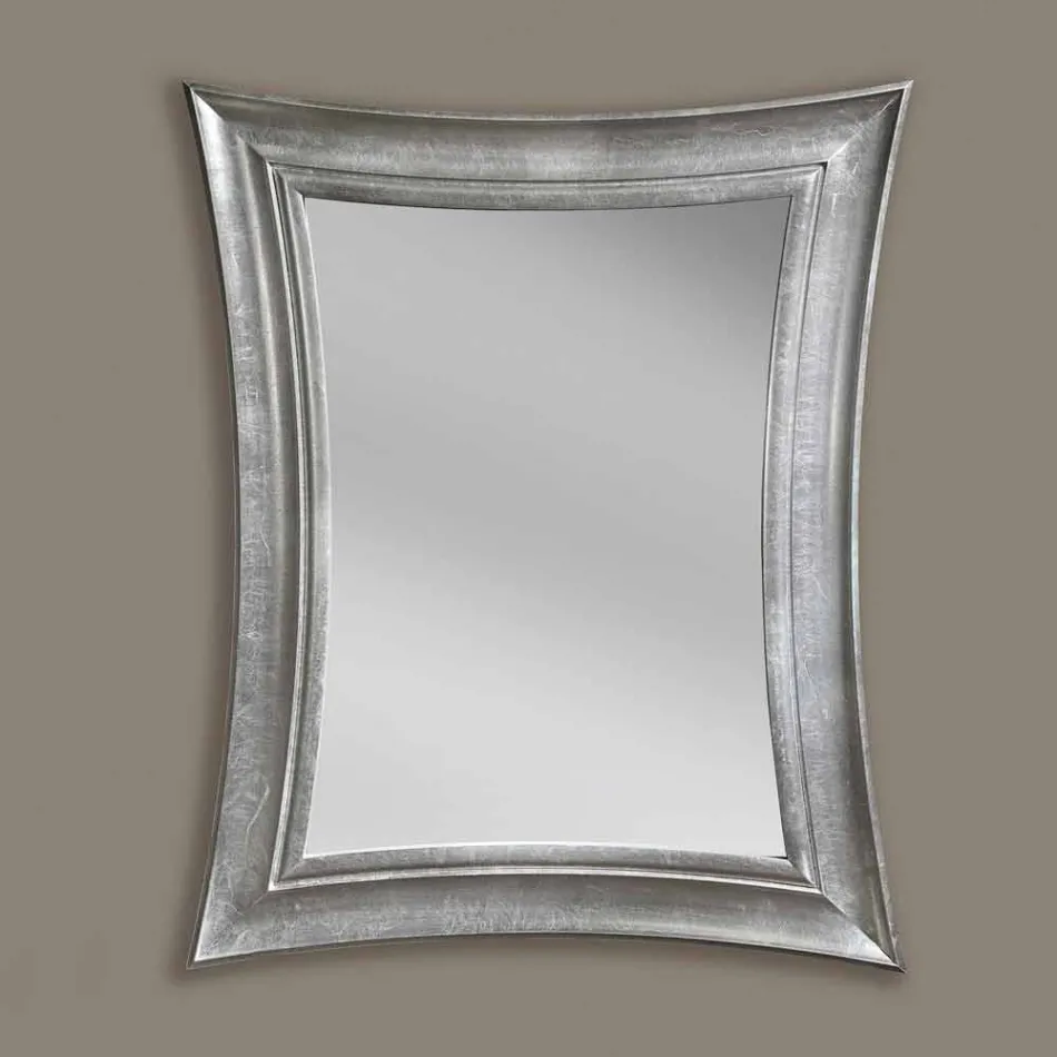 Espelho de parede feito à mão retangular de madeira Sandro, produzido na Itália Viadurini