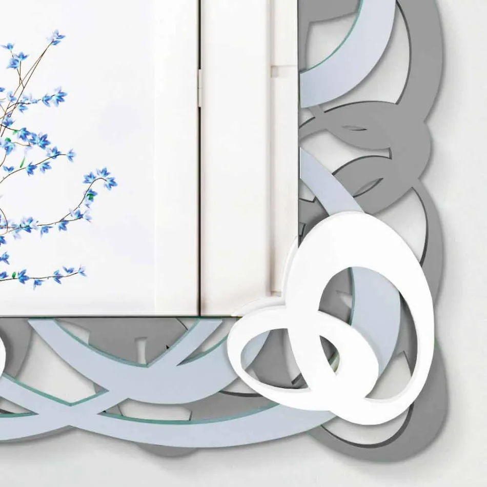 Espelho de parede retangular de madeira colorida com design moderno - Amalga Viadurini