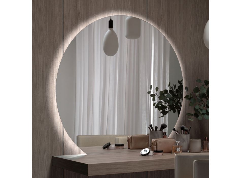 Espelho com retroiluminação LED apenas no lado circular Fabricado na Itália - Make Viadurini